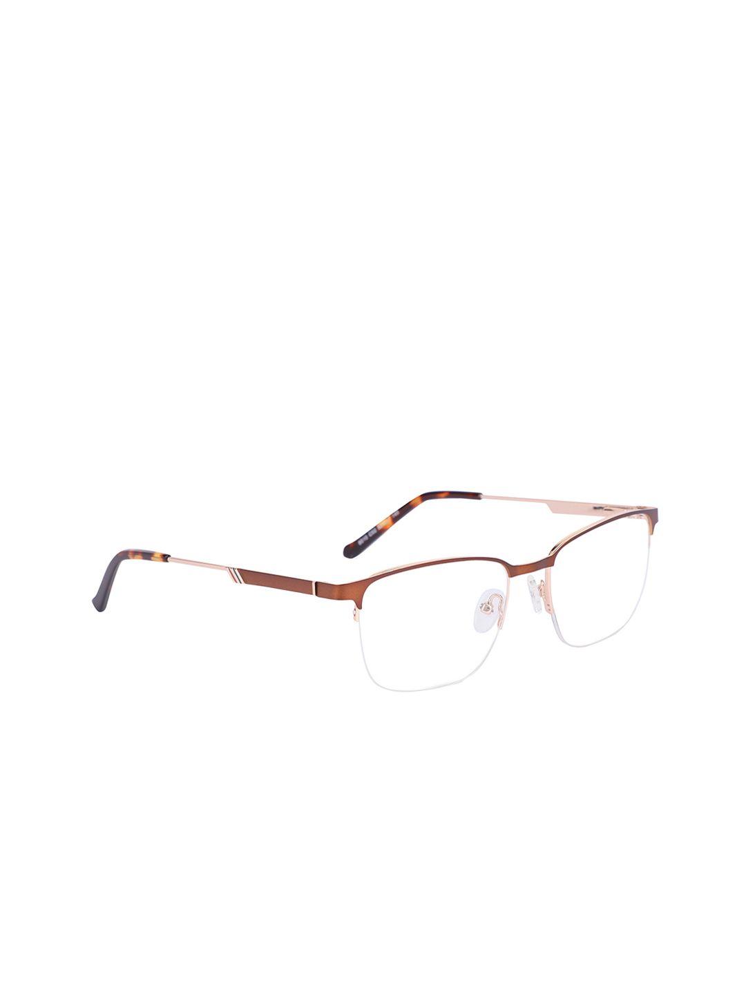 marc louis men brown & black abstract half rim rectangle frames