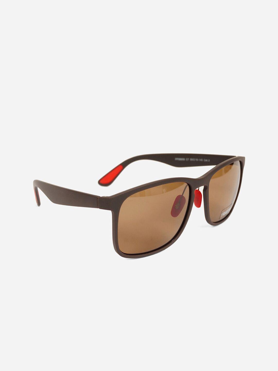 marc louis men brown lens & brown square sunglasses with uv protected lens