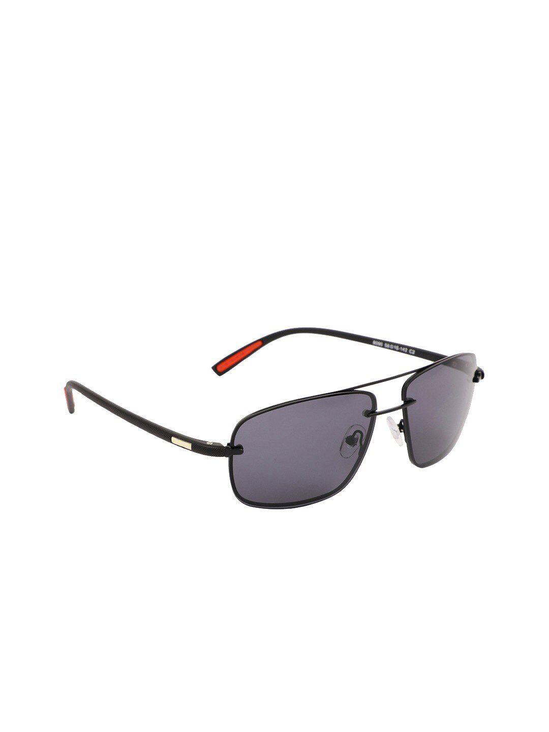 marc louis men grey lens & black rectangle sunglasses with polarised lens 8090 c2