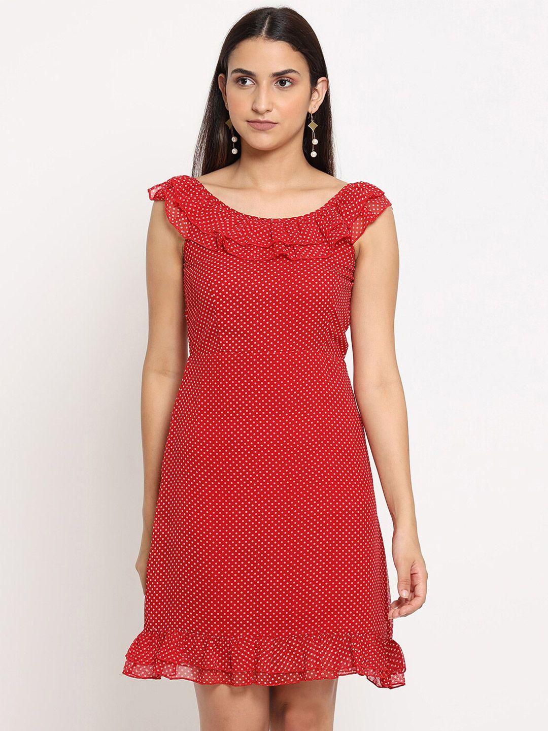 marc louis red georgette dress