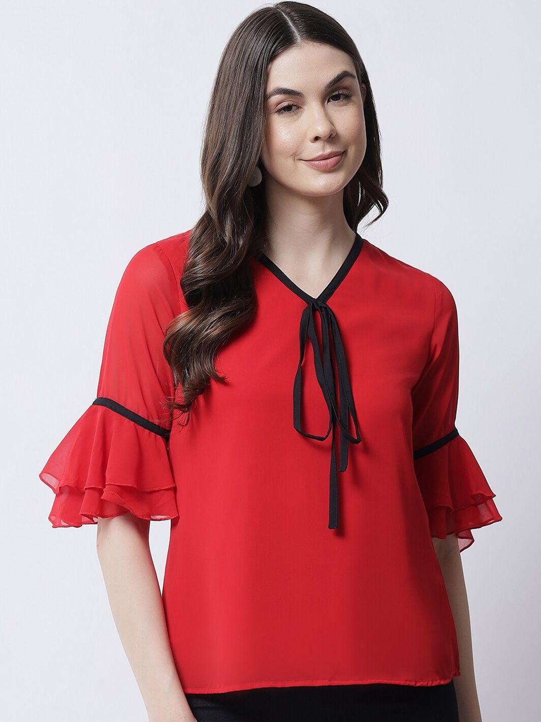 marc louis red georgette top