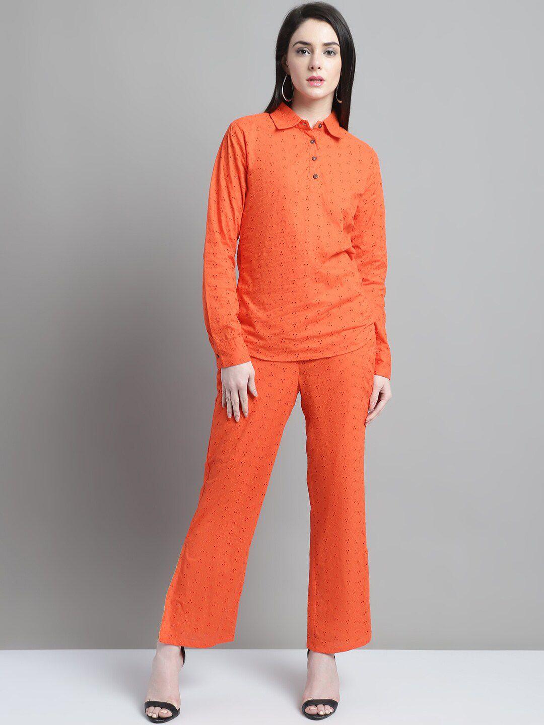 marc louis self-designed schiffli pure cotton top with trousers