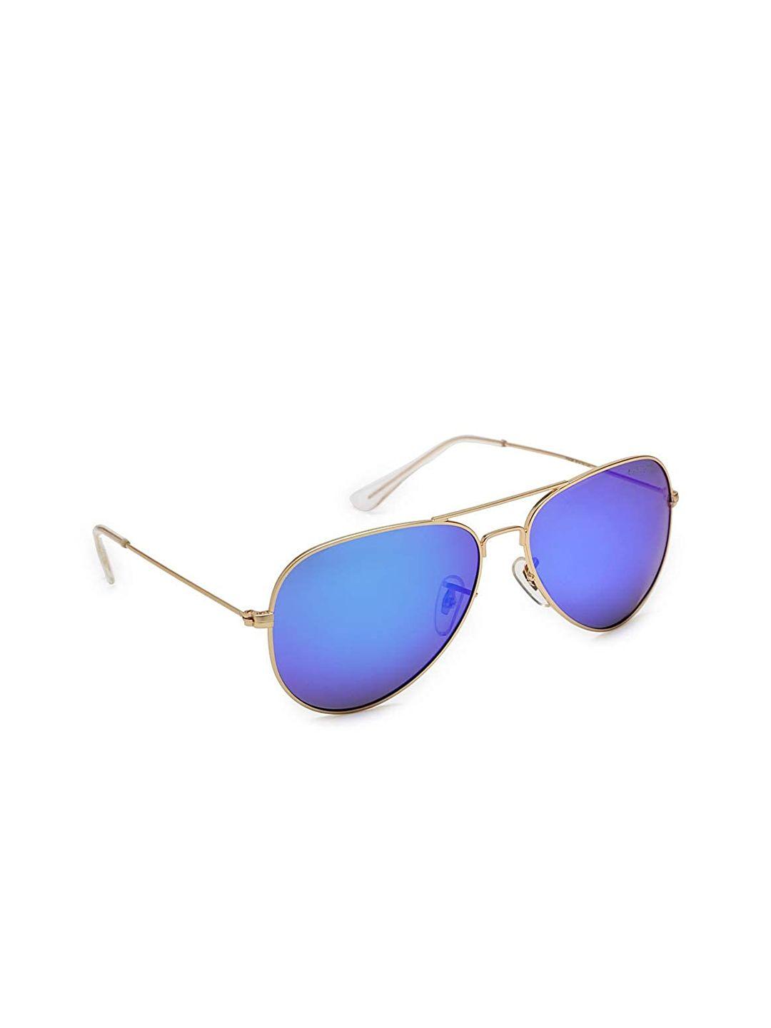 marc louis unisex blue lens & gold-toned aviator sunglass - marc louis p3026 dark blue 61