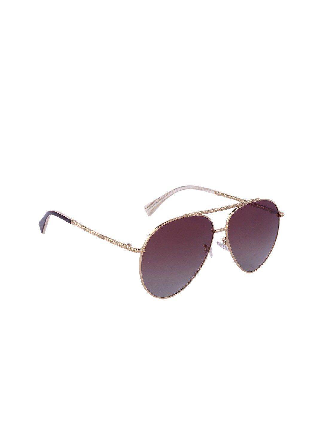 marc louis unisex brown lens & brown aviator sunglasses with polarised lens