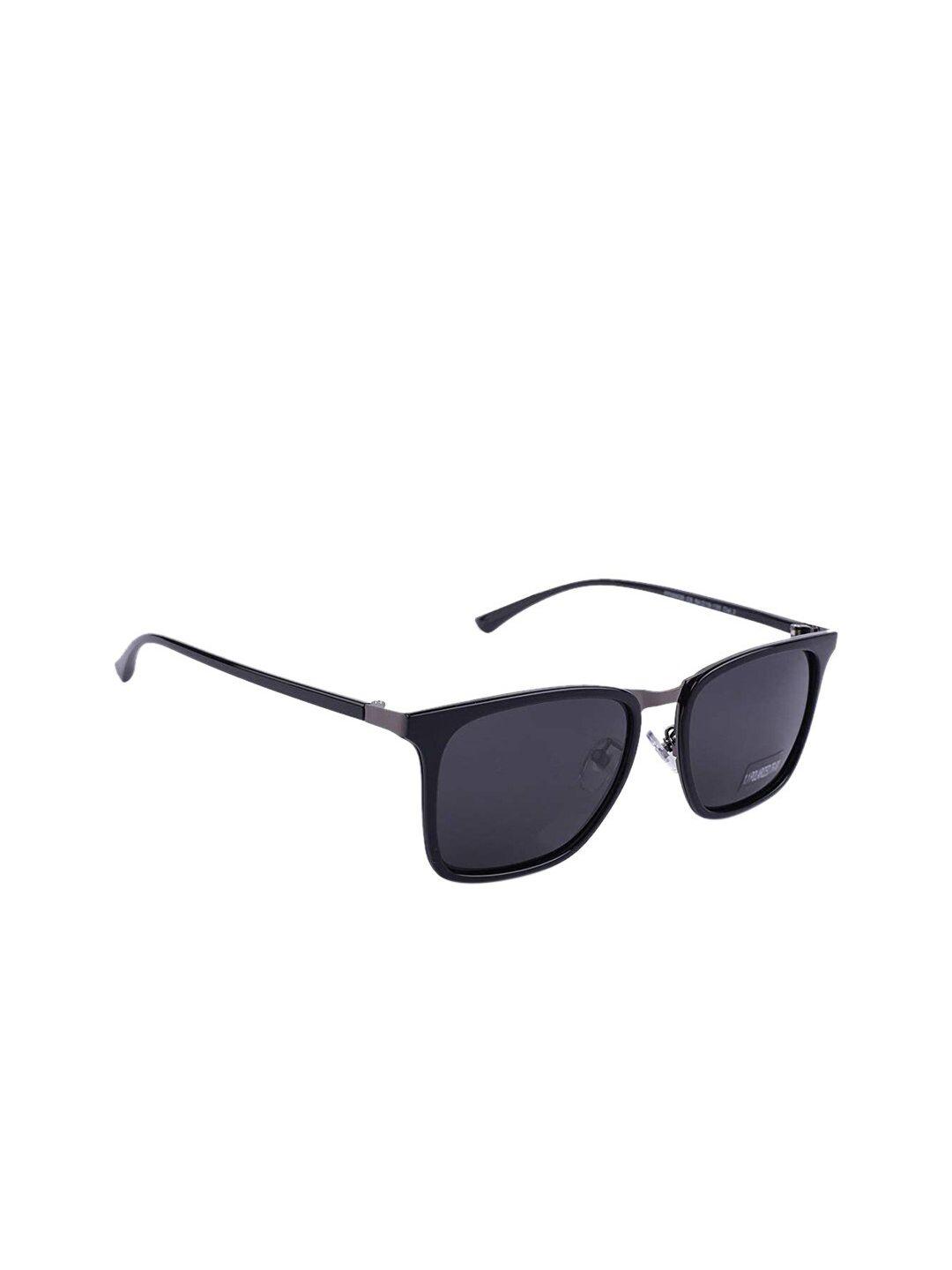 marc louis unisex grey lens & black square sunglasses with polarised lens