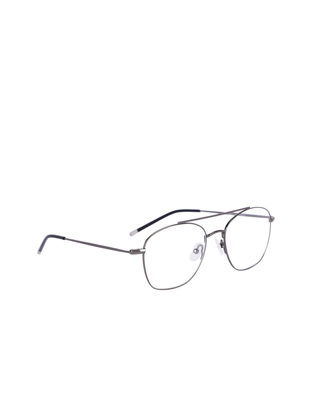 marc louis unisex gunmetal-toned solid full rim square frames