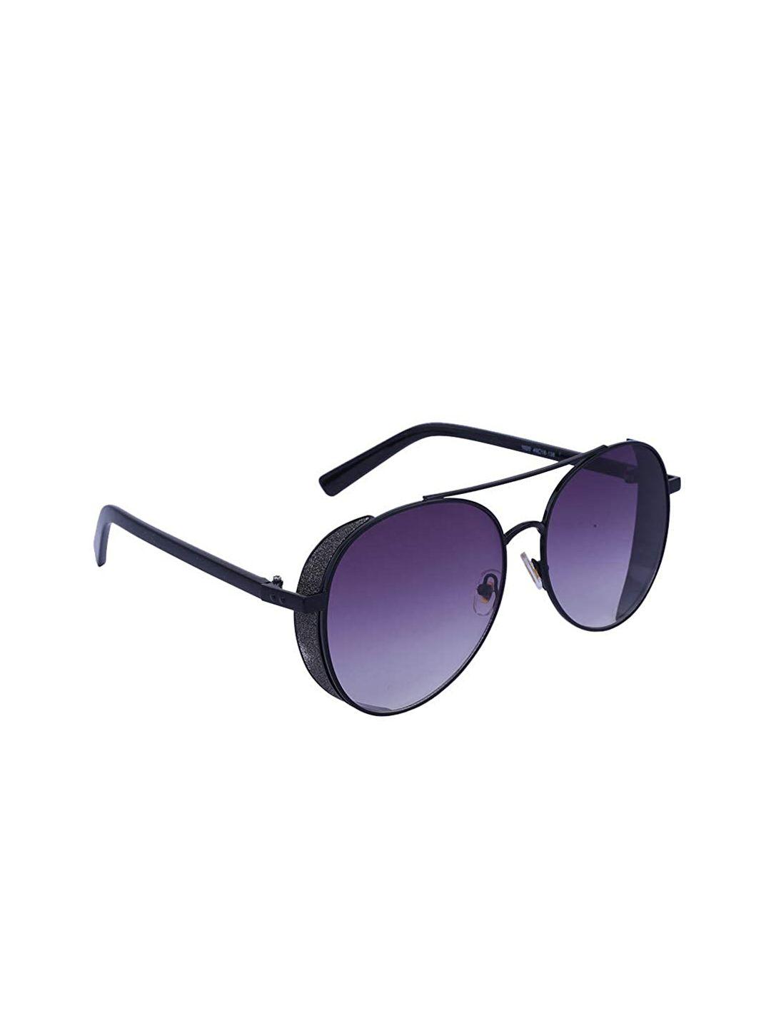 marc louis unisex purple lens & black aviator sunglasses with uv protected lens 1020 49 sg