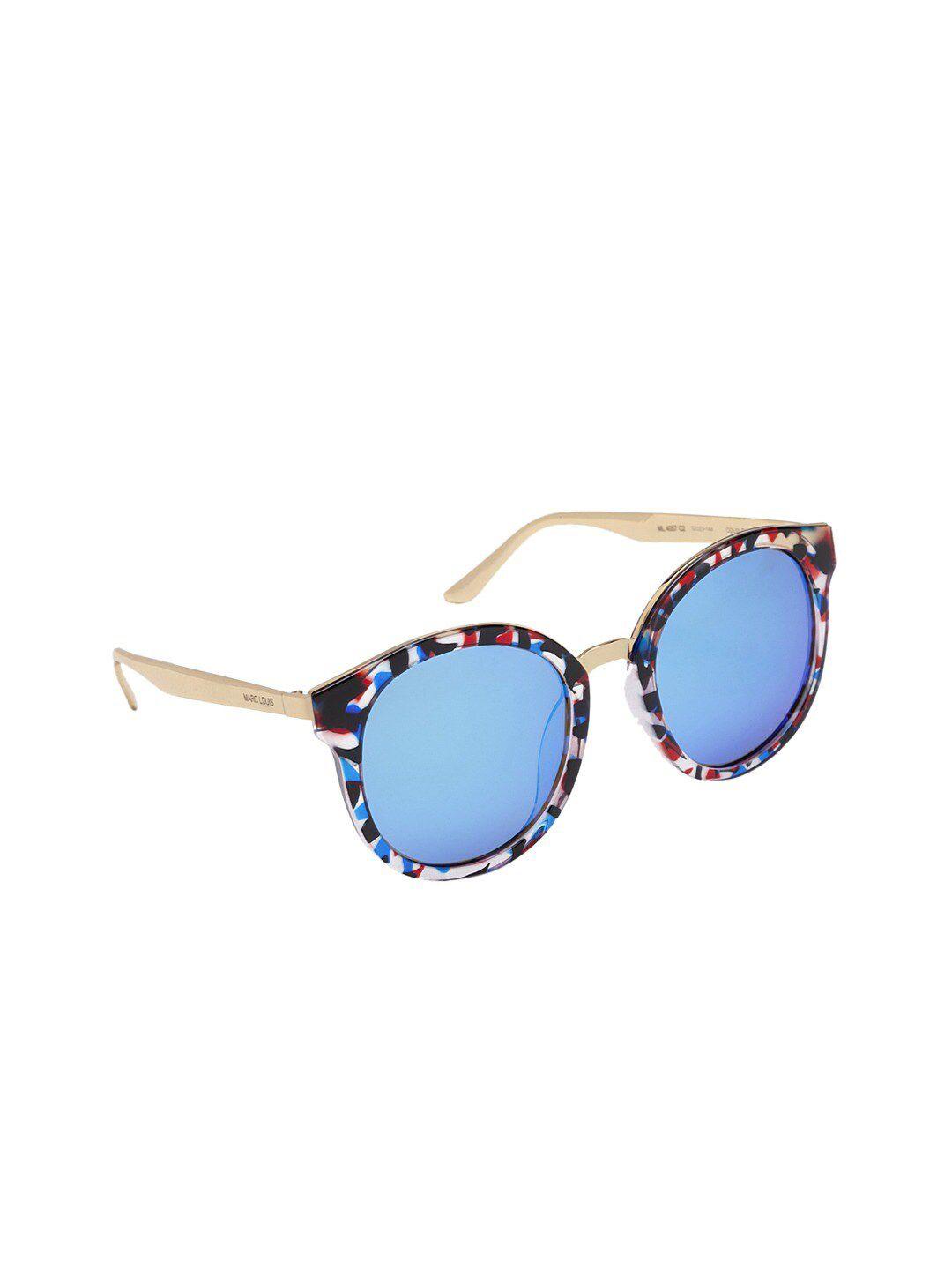 marc louis women blue lens & black round sunglasses 4057 c2 blue