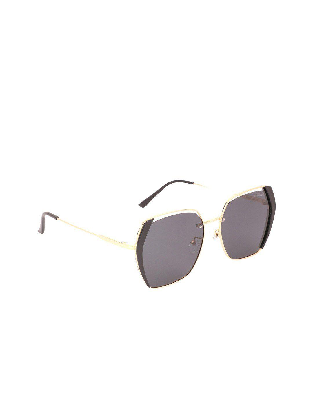 marc louis women grey lens & gold-toned square sunglasses with uv protected lens