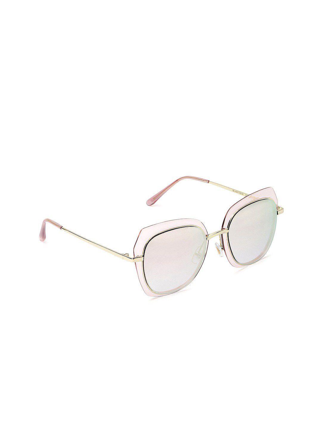 marc louis women pink lens & gold-toned square sunglasses with uv protected lens