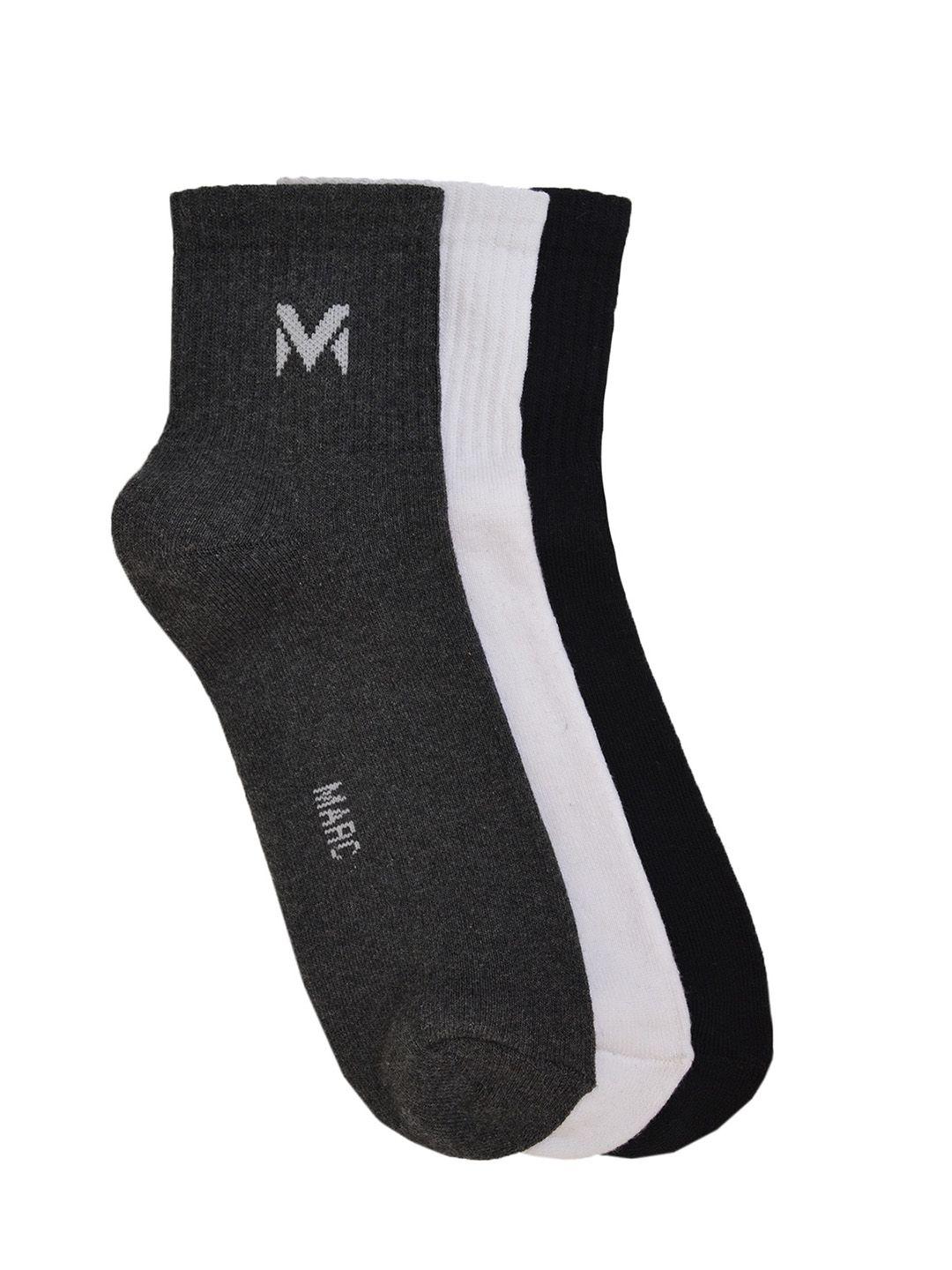 marc men pack of 3 solid ankle-length socks