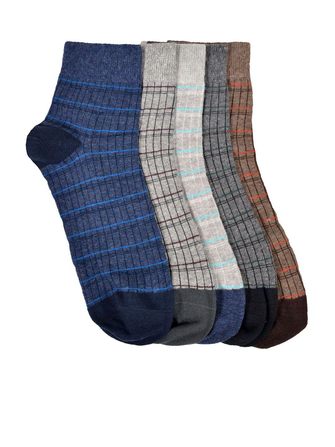 marc men set of 5 striped ankle-length socks