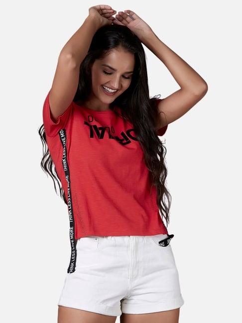 marca disati red graphic print top