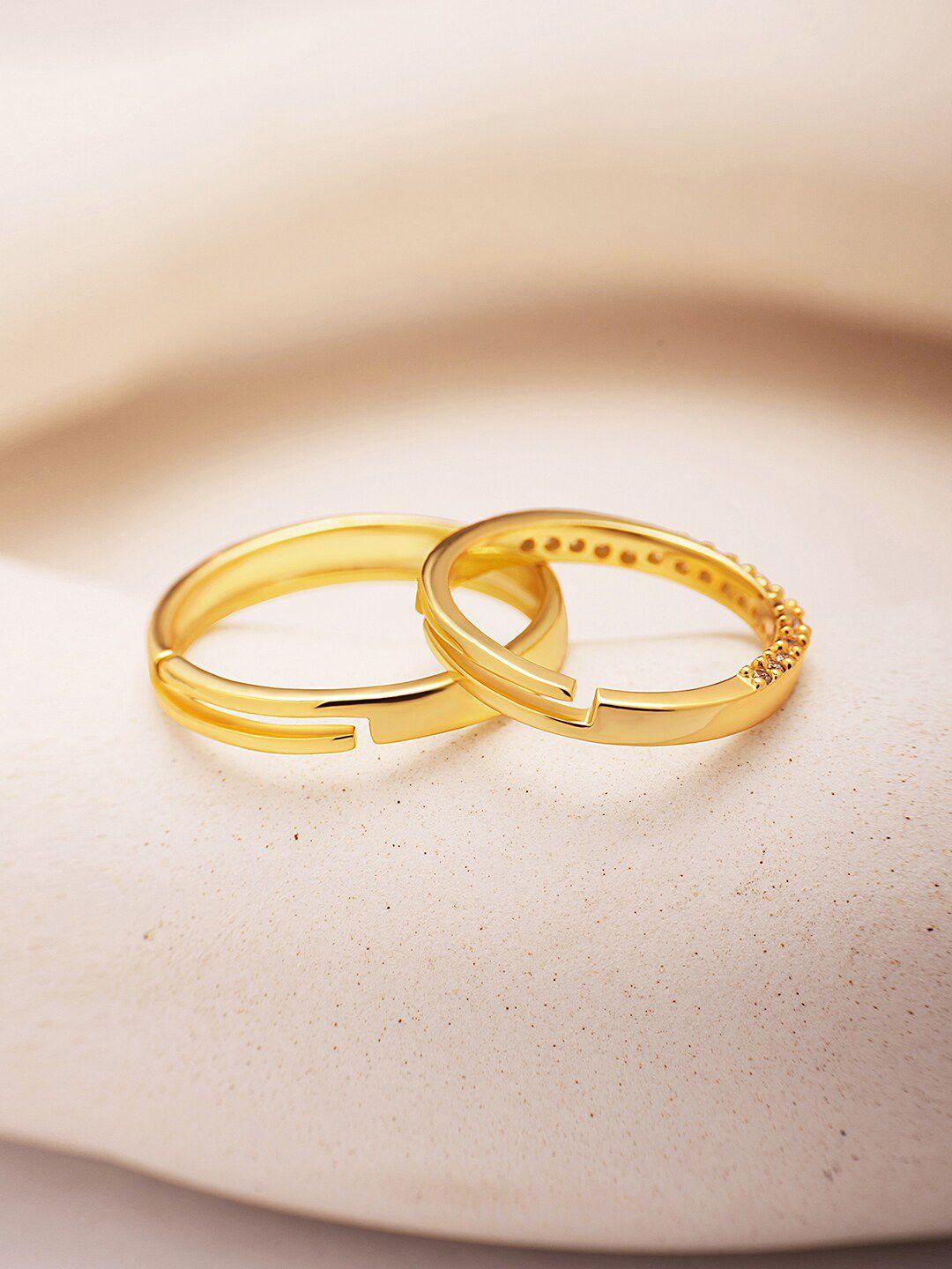 march by fablestreet 18kt gold plated precious love couple gold ring