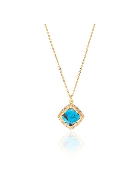 march by fablestreet 92.5 sterling silver 18k gold-plated blue copper turquoise necklace for women