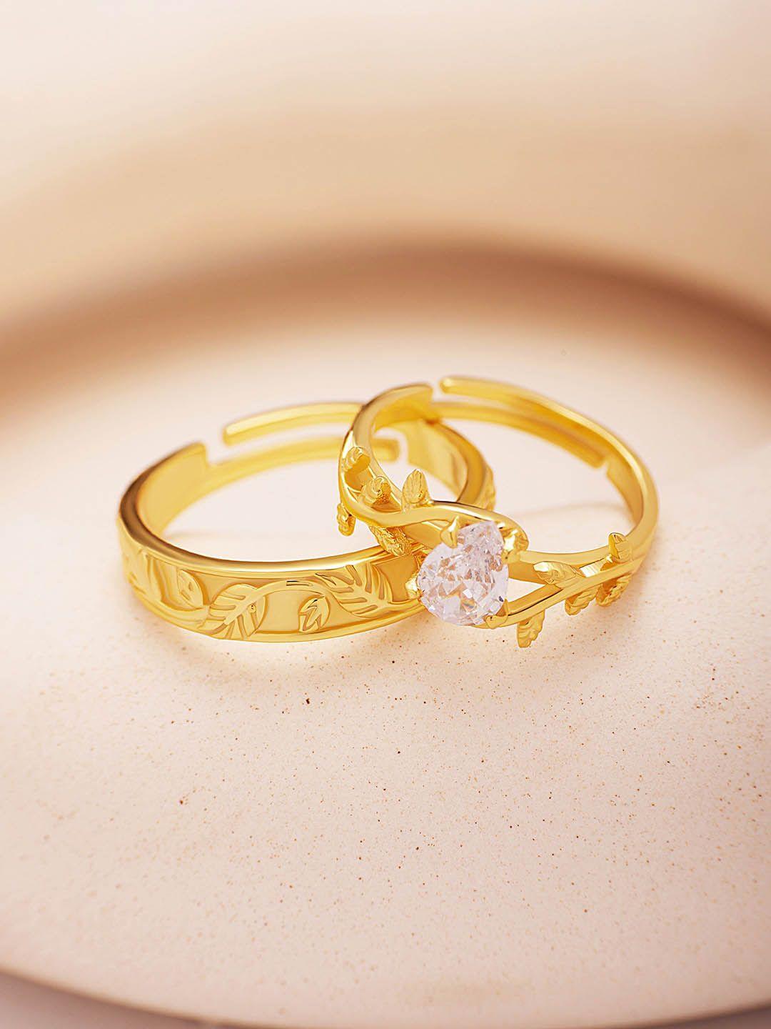march by fablestreet set of 2 18kt gold-plated boundless love couple rings