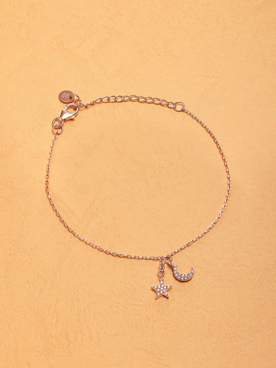 march by fablestreet sterling silver cubic zirconia rose gold plated link bracelet