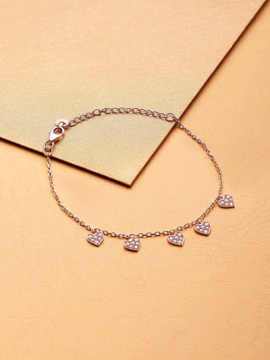 march by fablestreet sterling silver cubic zirconia rose gold plated link bracelet