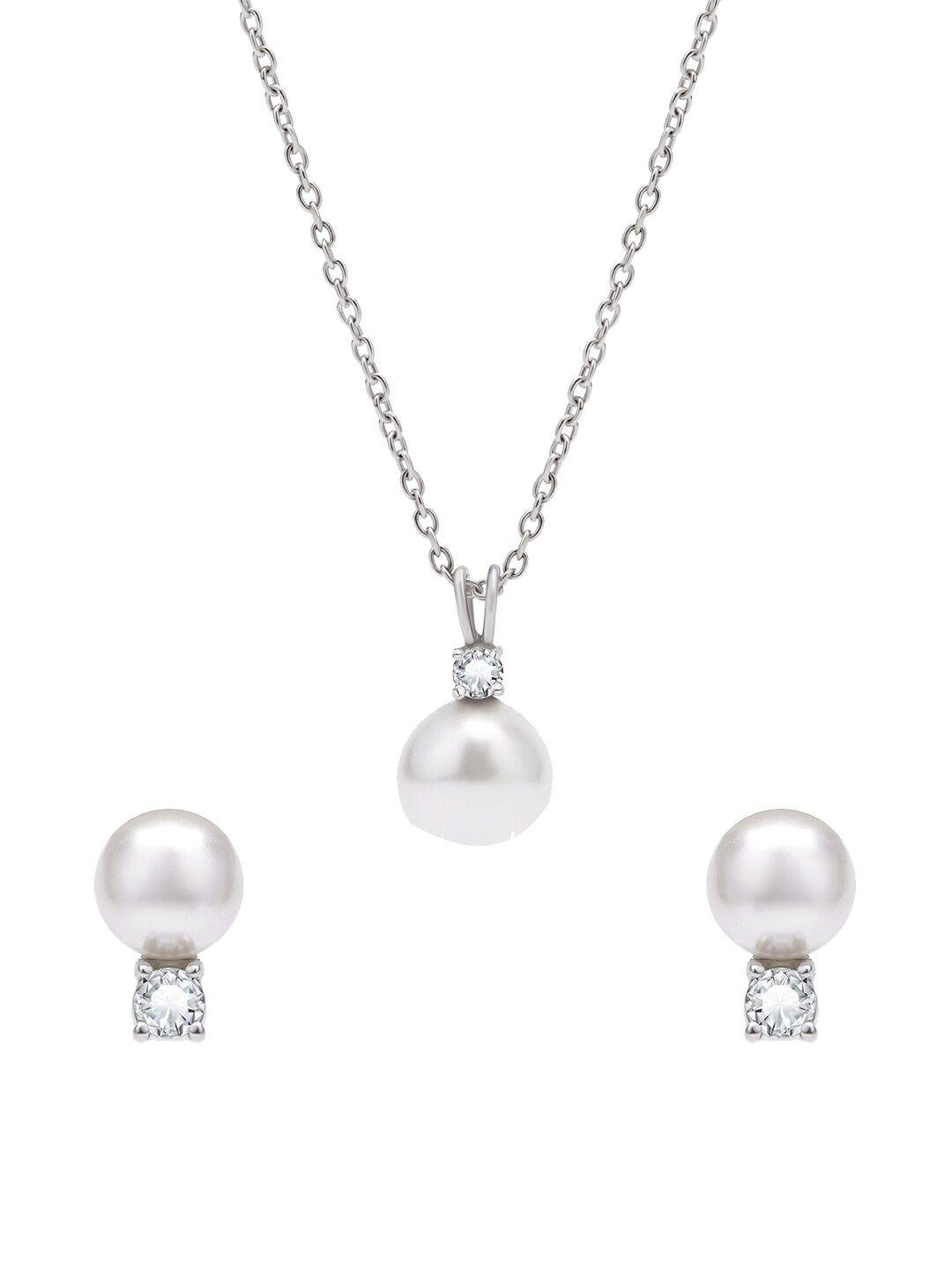 march by fablestreet 925 pure silver cz & pearl-studded jewellery set