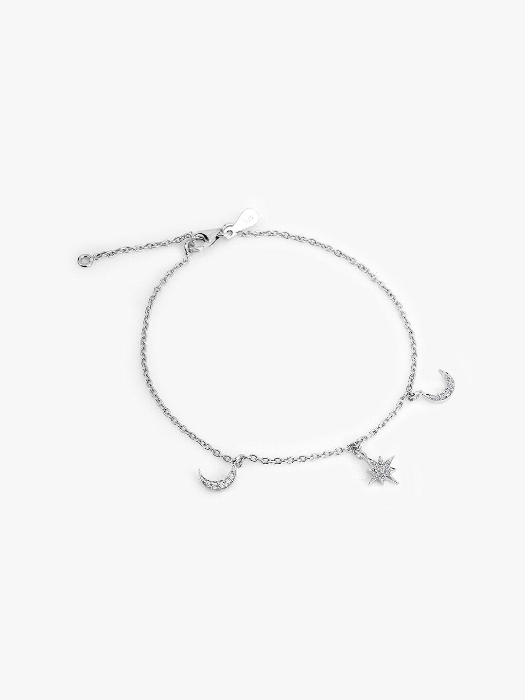 march by fablestreet rhodium-plated cubic zirconia charm bracelet