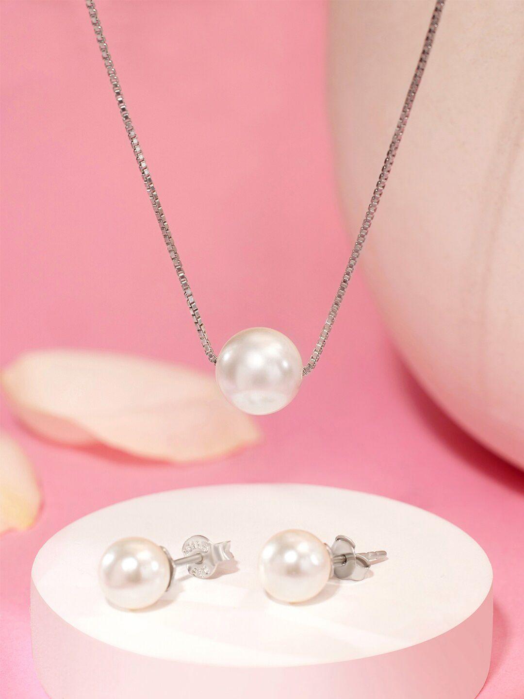 march by fablestreet silver plated pearl detail jewellery set