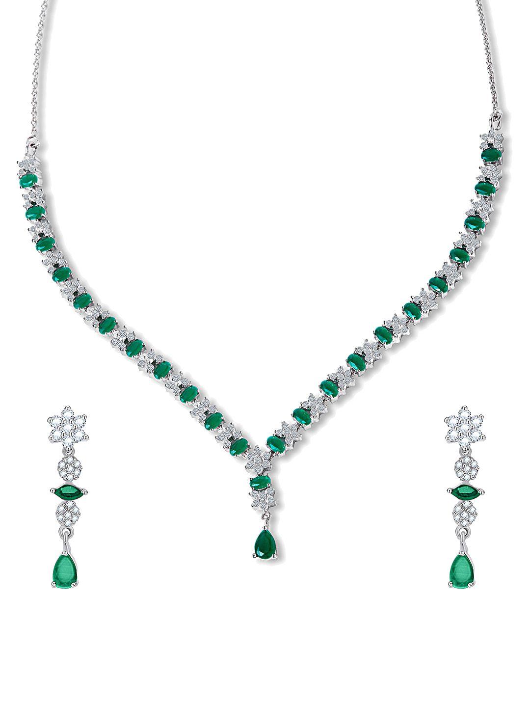 march by fablestreet sparkling green & white zircon silver set