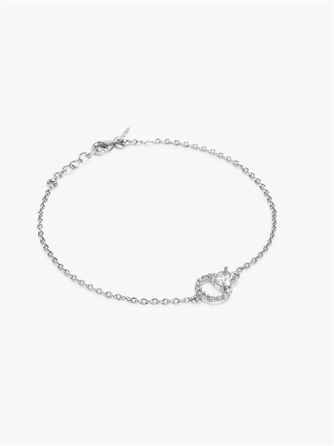 march by fablestreet sterling silver cubic zirconia silver-plated wraparound bracelet