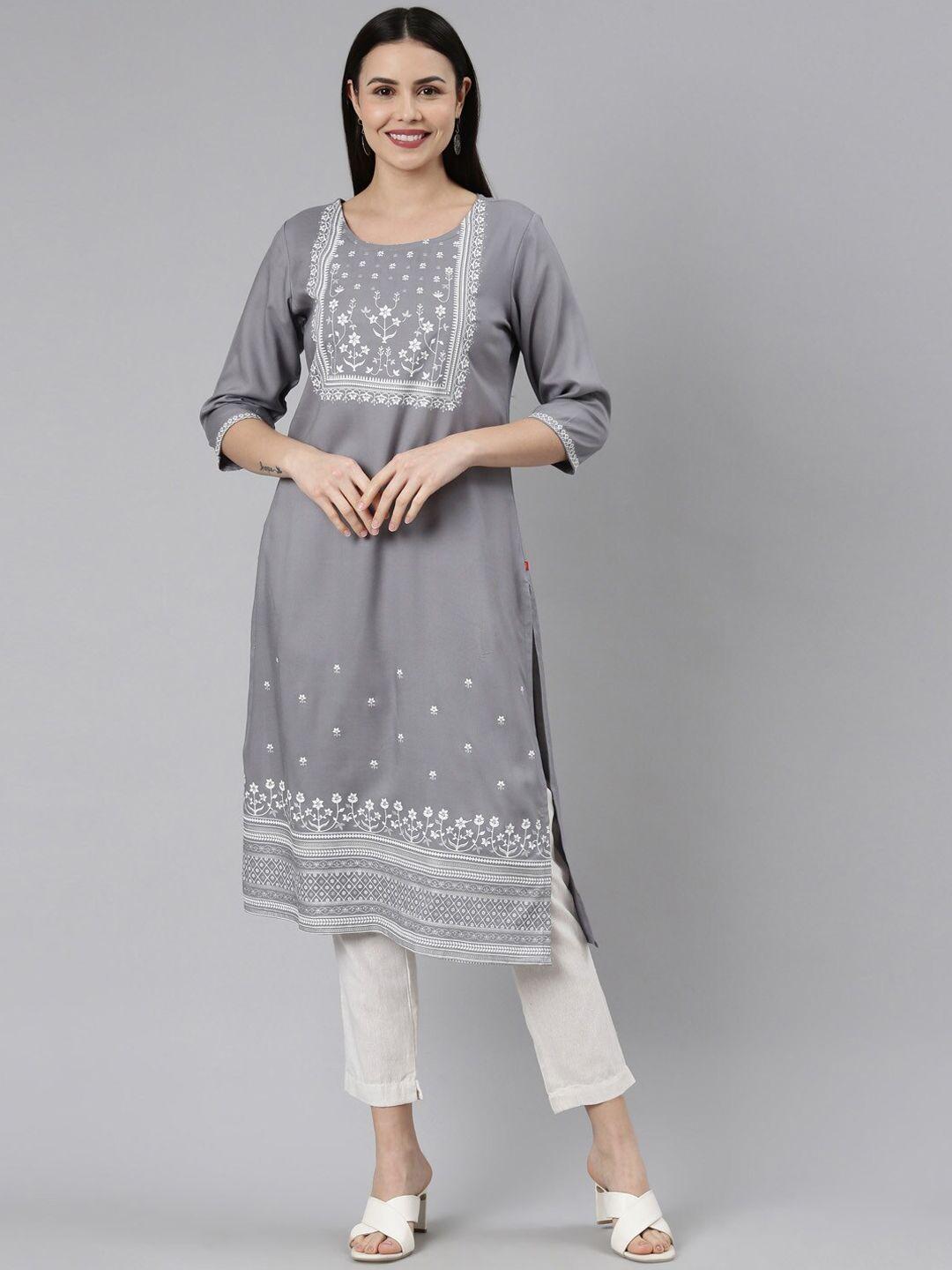 marcia ethnic motifs printed pure cotton kurta with trousers