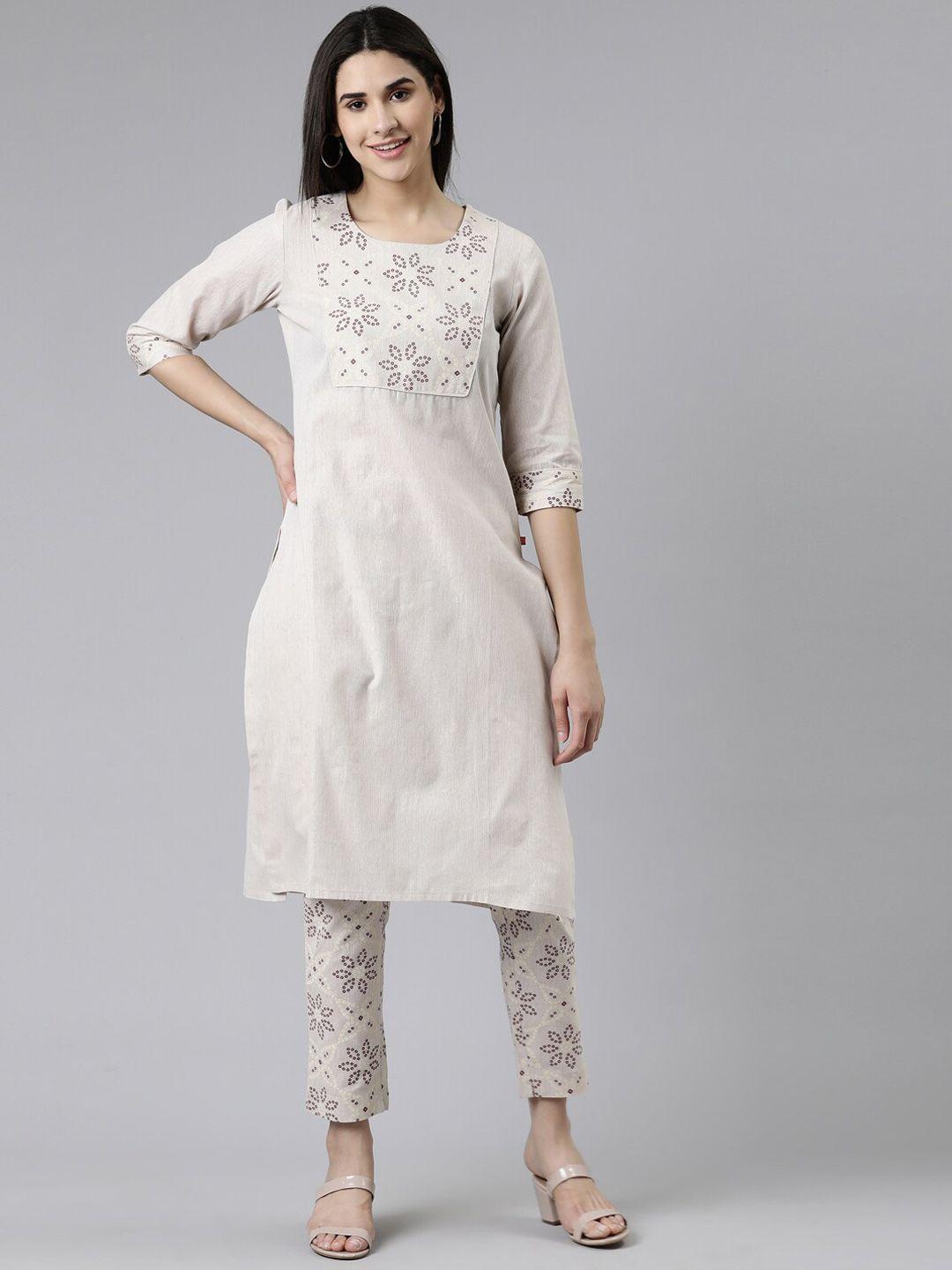 marcia ethnic motifs printed pure cotton kurta with trousers