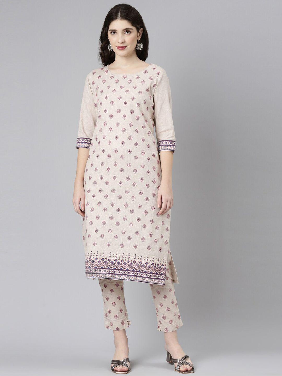 marcia ethnic motifs printed pure cotton kurta with trousers