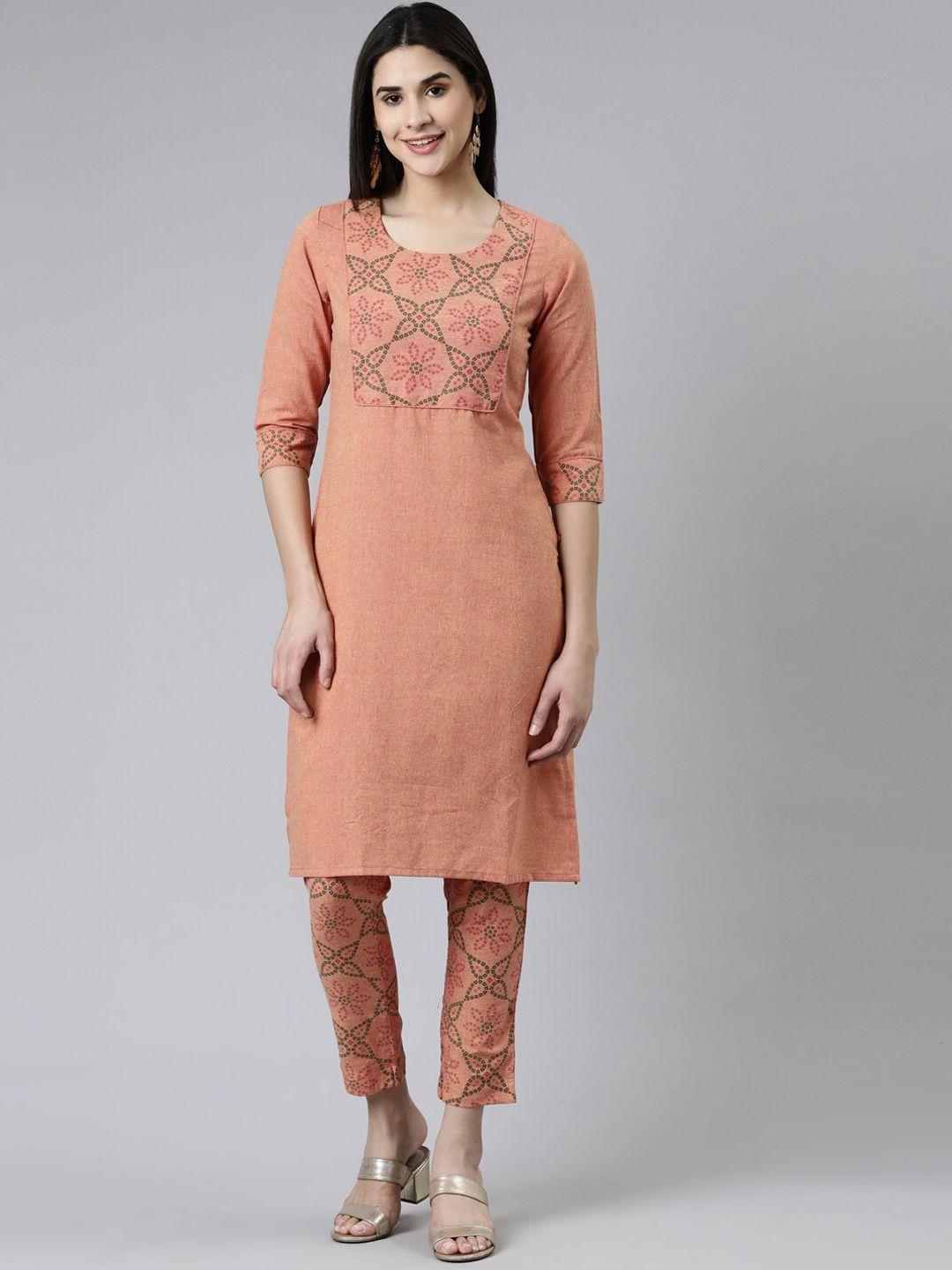 marcia ethnic motifs printed pure cotton straight kurta with trousers