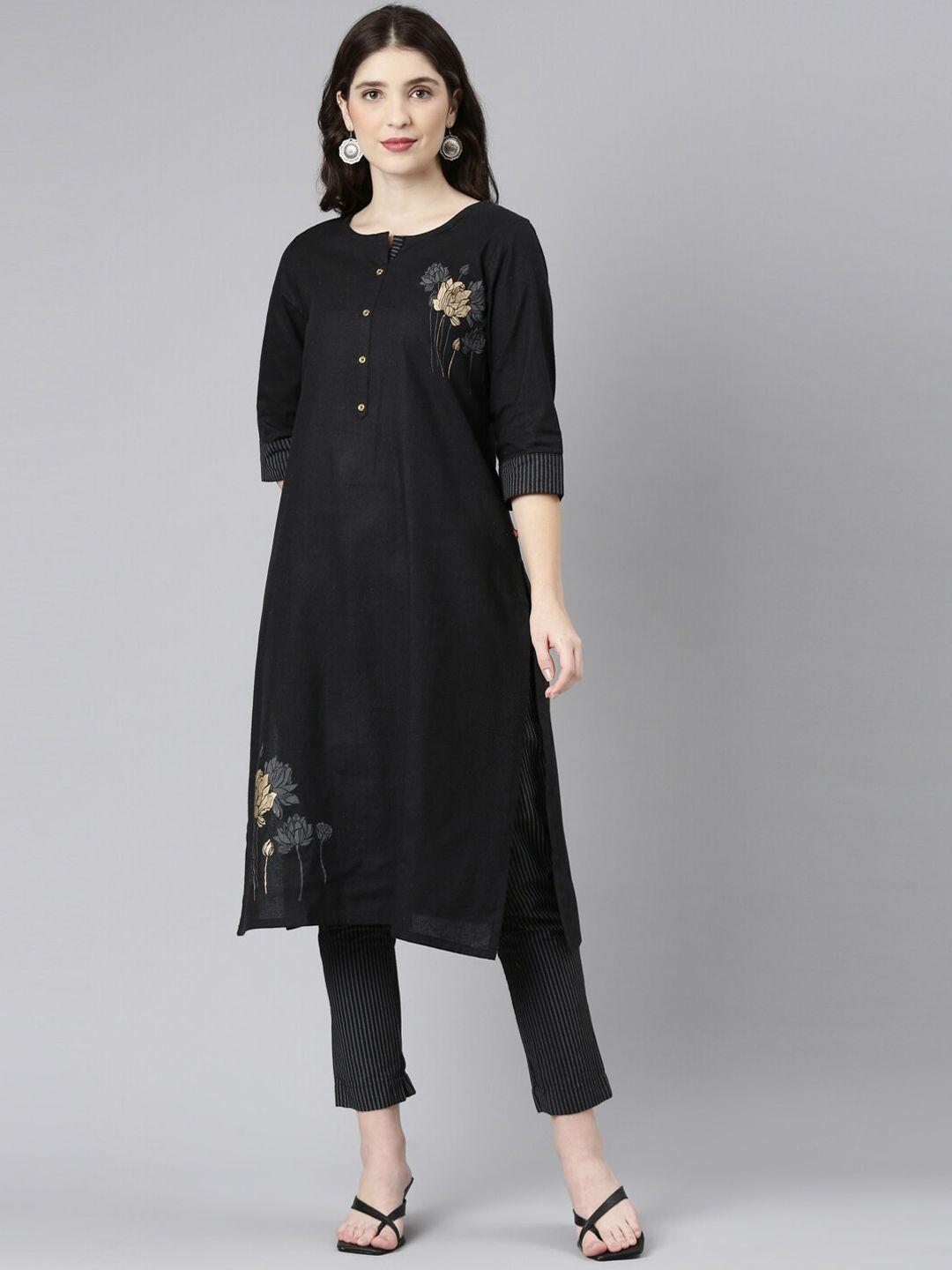 marcia floral printed pure cotton kurta with trousers