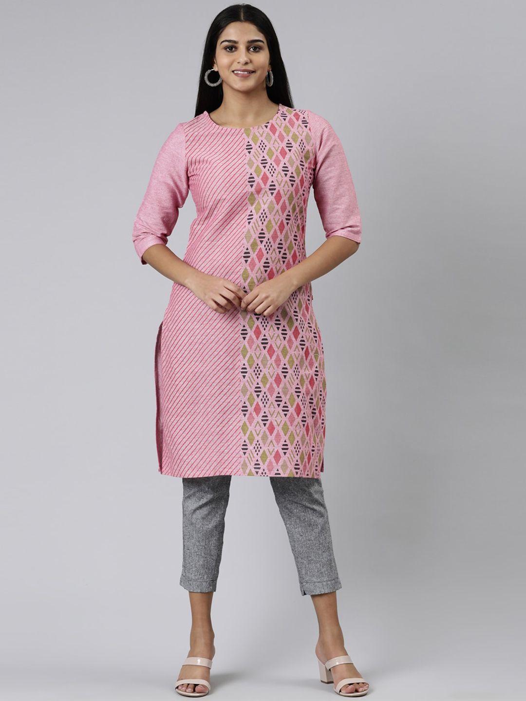 marcia geometric printed pure cotton straight kurta