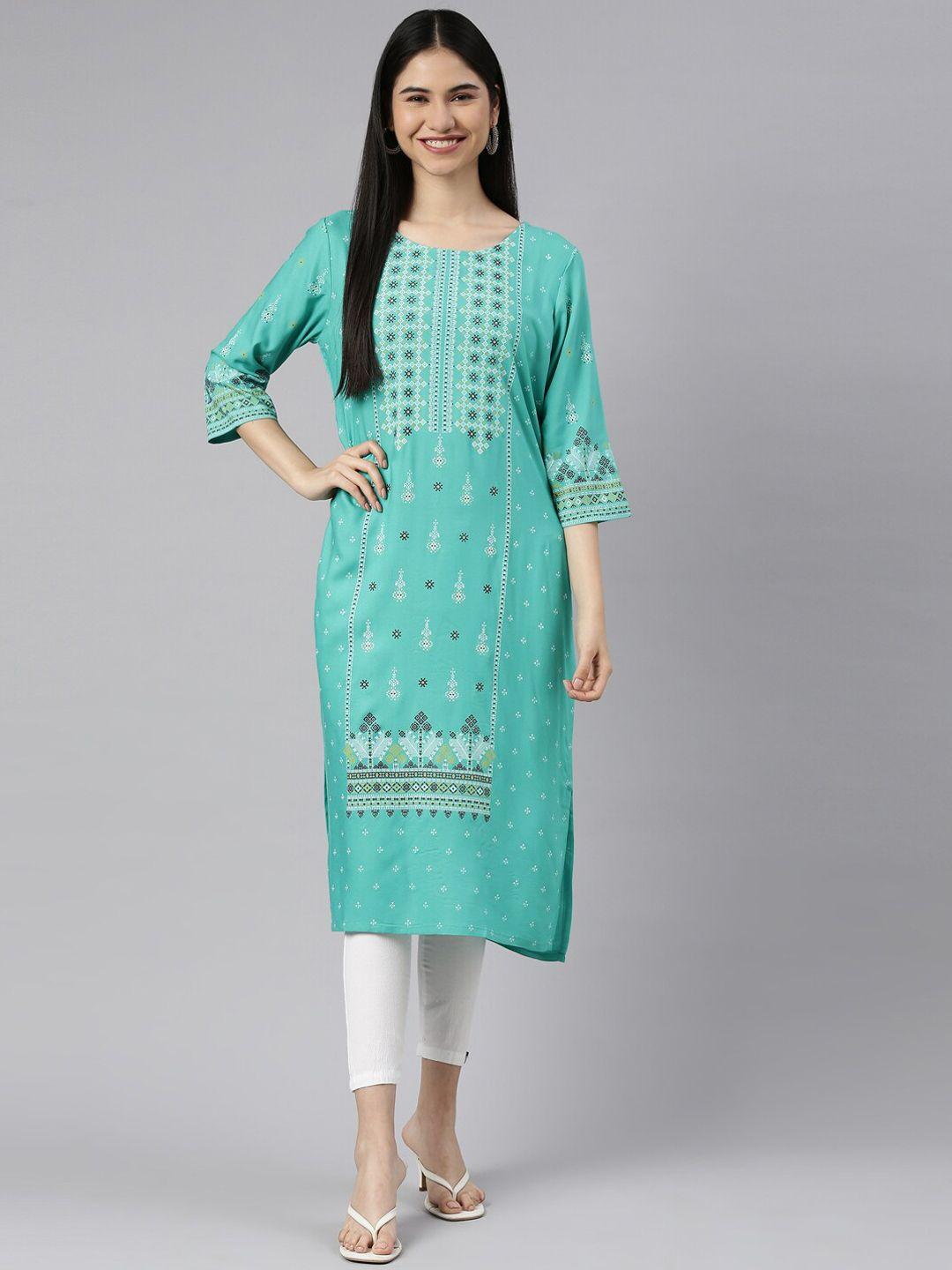 marcia women blue printed kurta