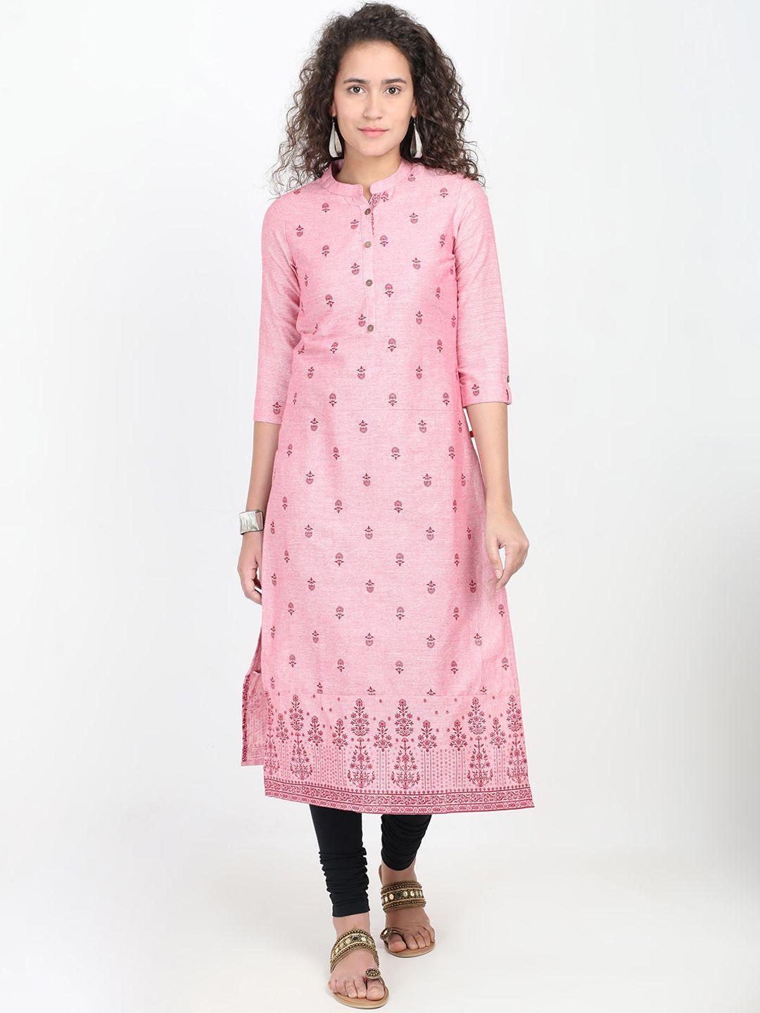 marcia women pink ethnic motifs printed kurta