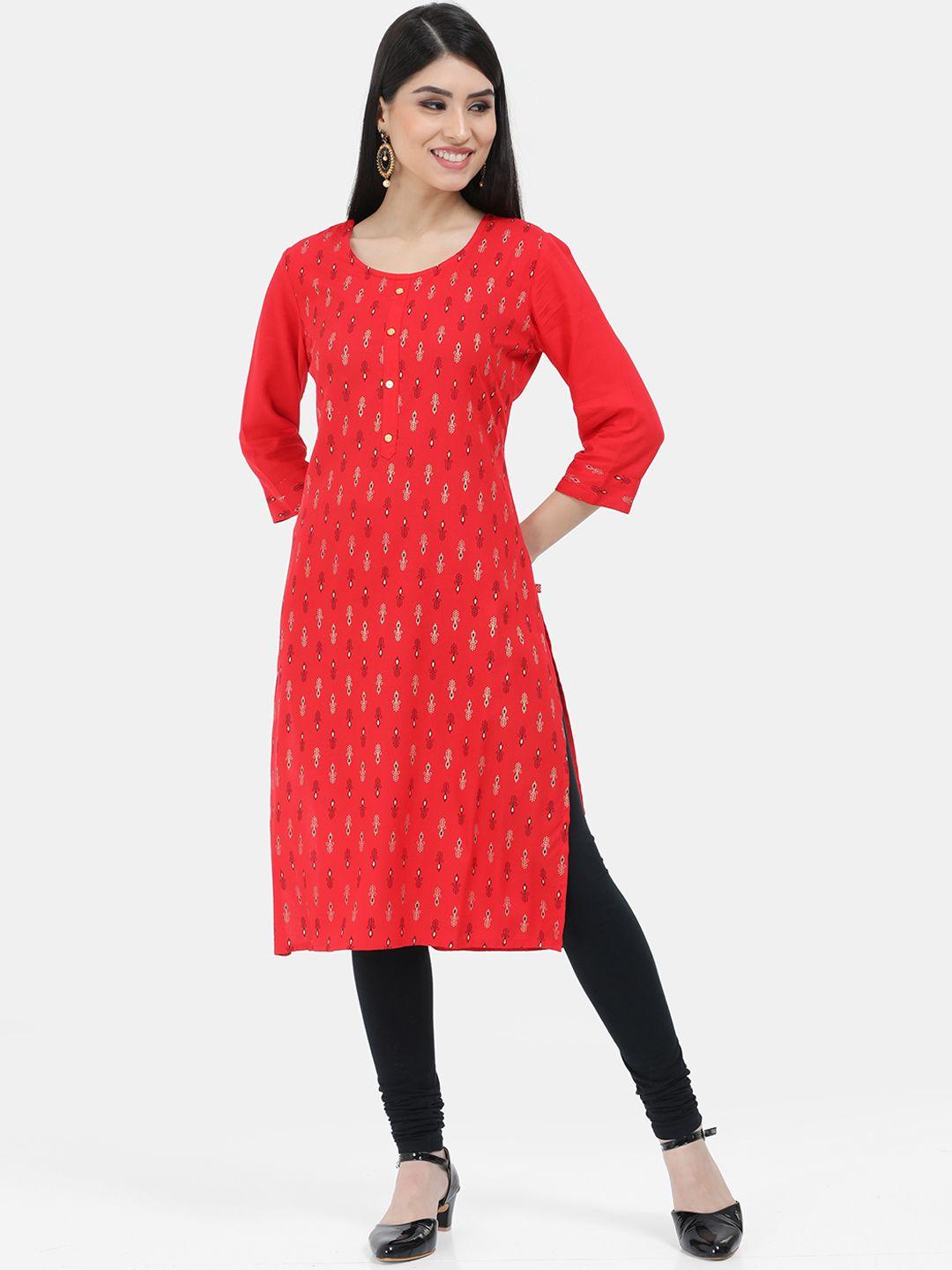 marcia women red ethnic motifs printed kurta