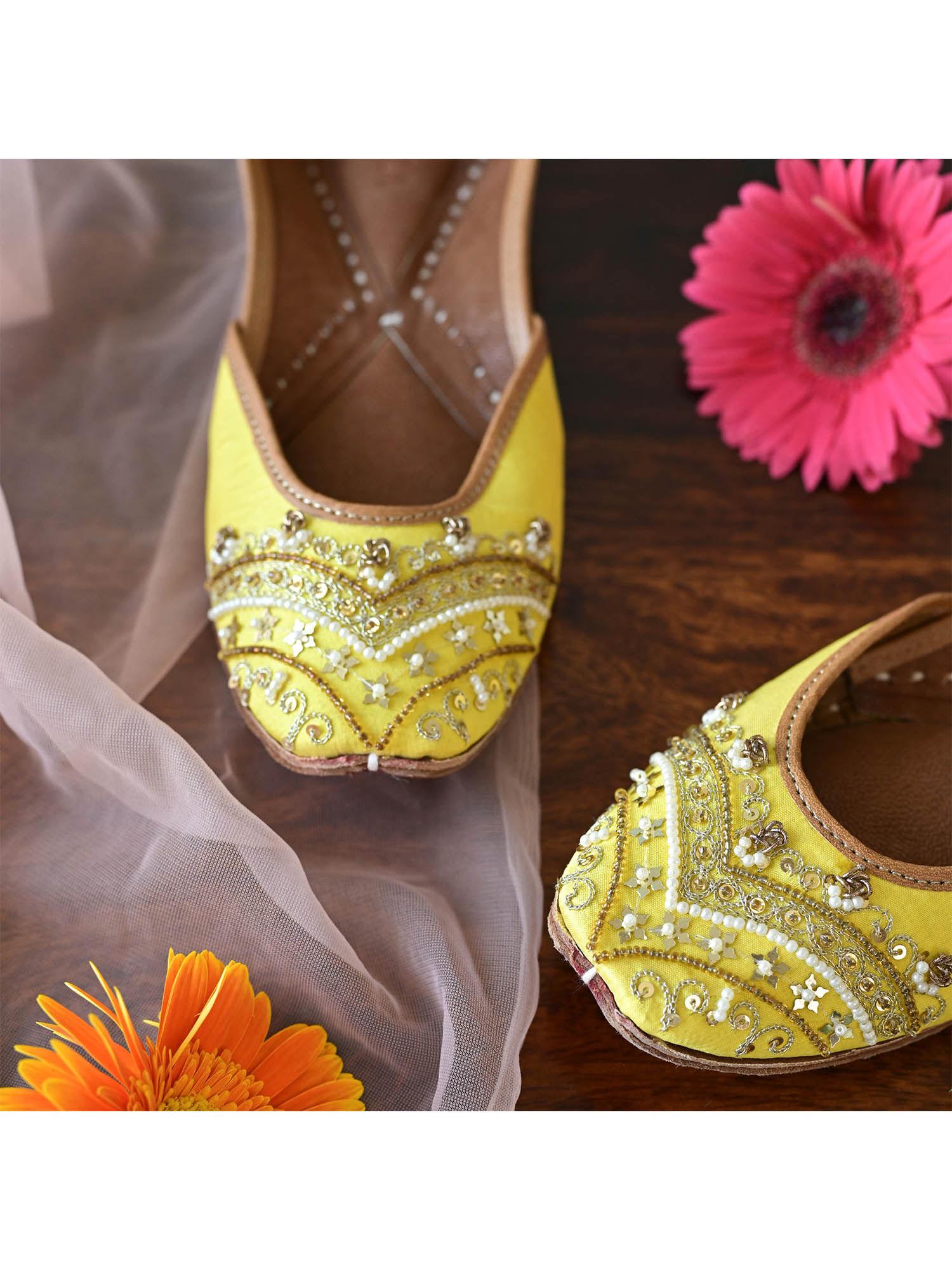 mariam embellished juttis yellow