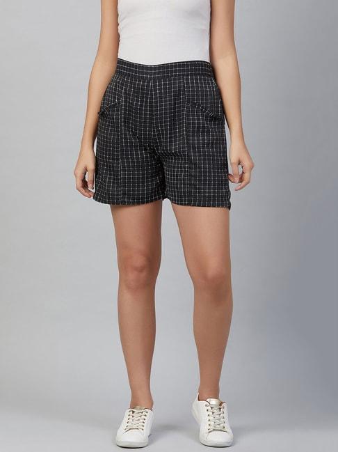 marie claire black check shorts