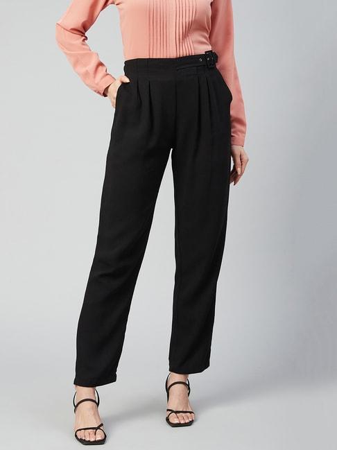 marie claire black mid rise regular fit trousers