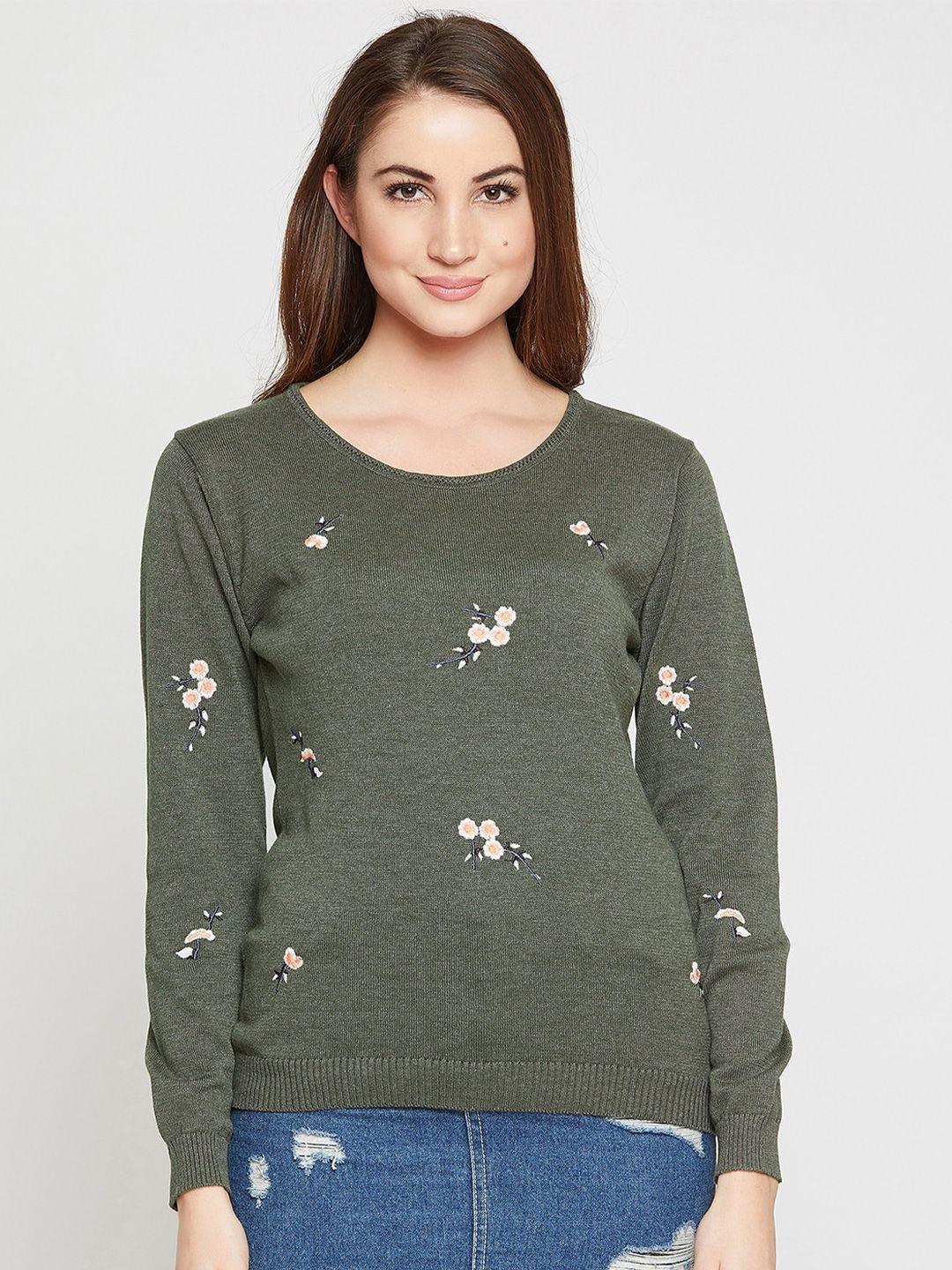 marie claire floral embroidered woollen pullover