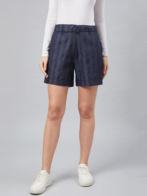 marie claire navy striped shorts