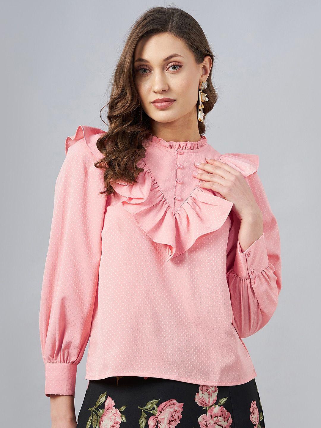 marie claire print ruffles crepe top