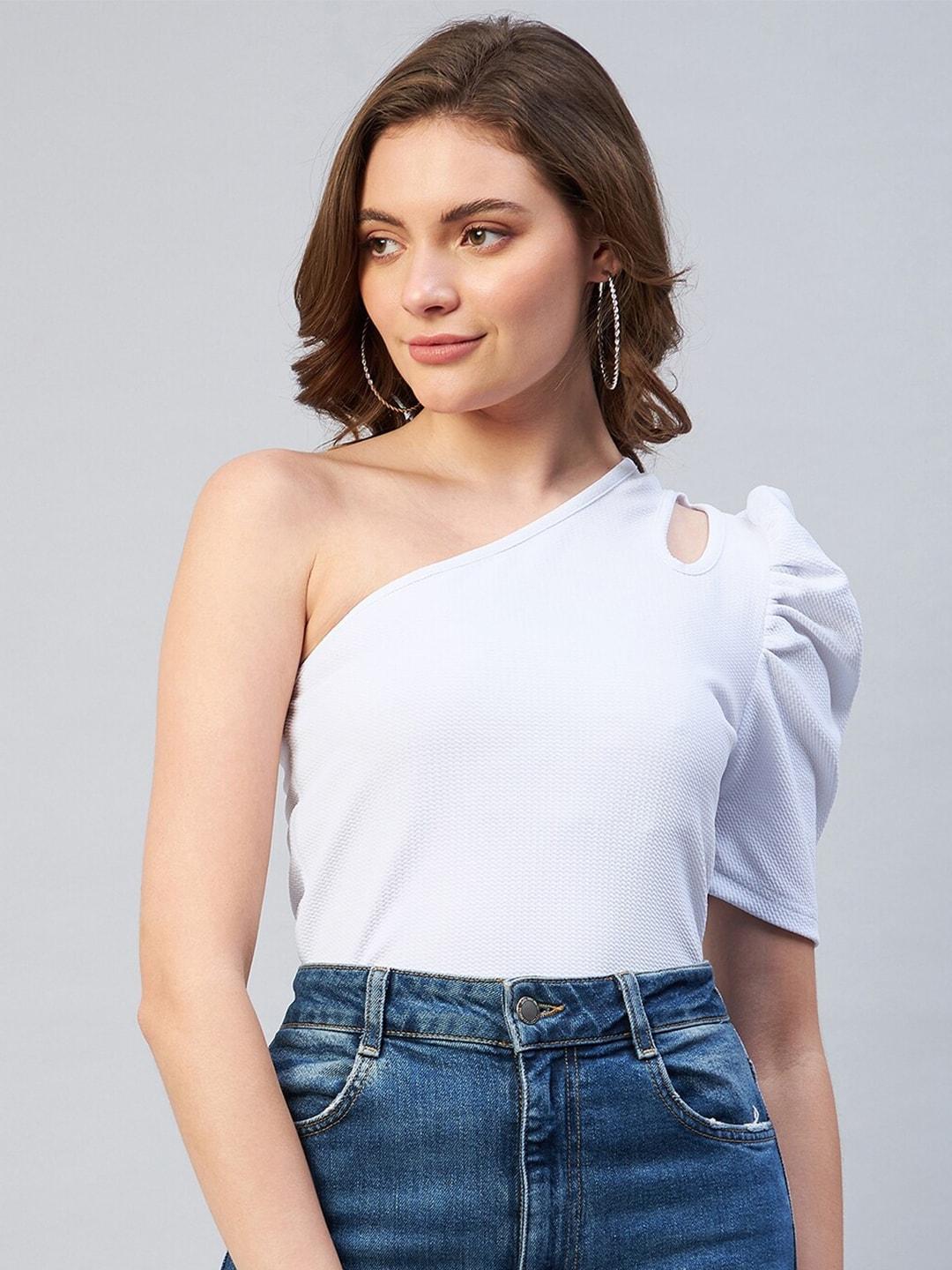marie claire white one shoulder top