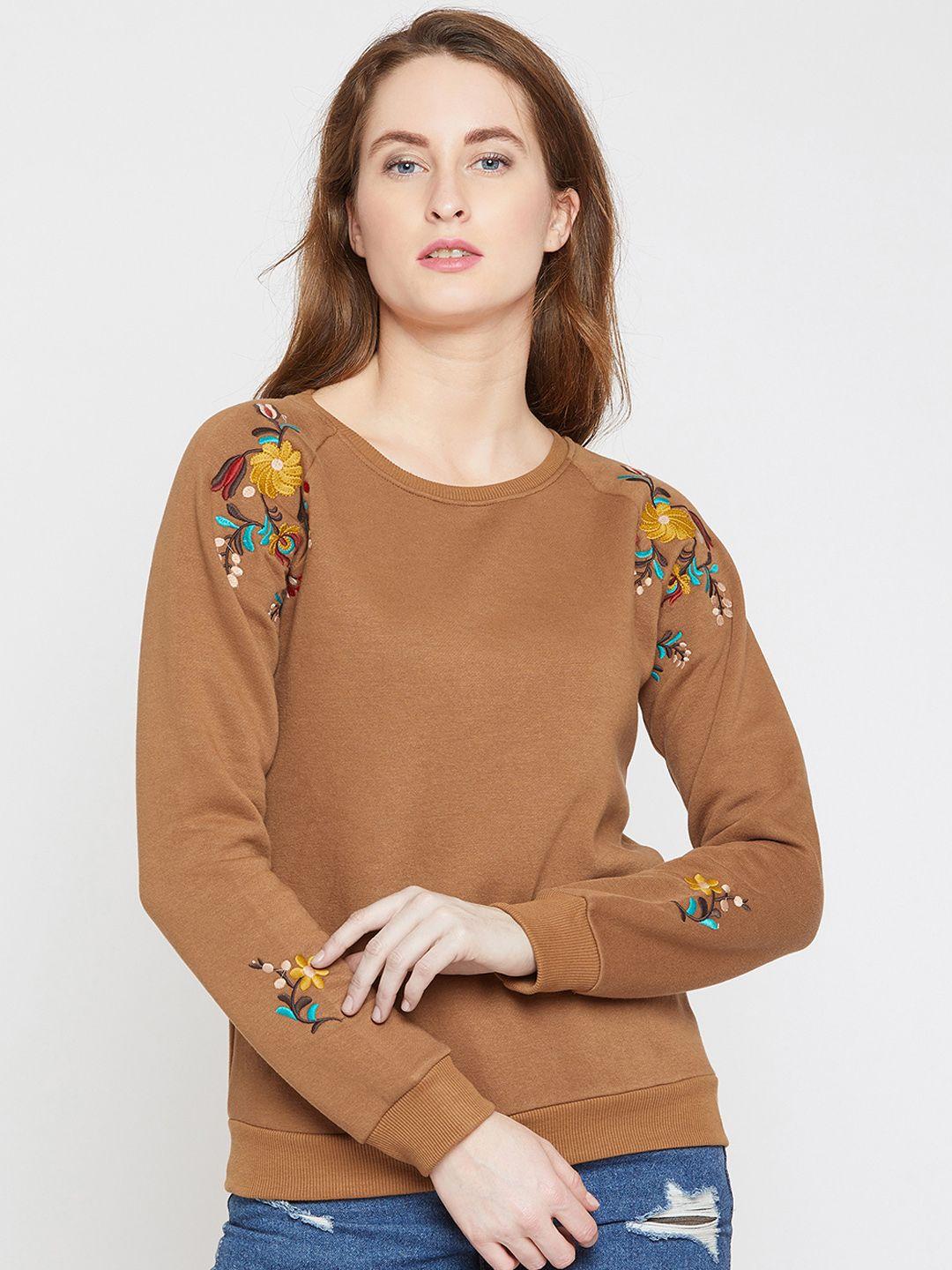 marie claire women brown printed sweatshirt