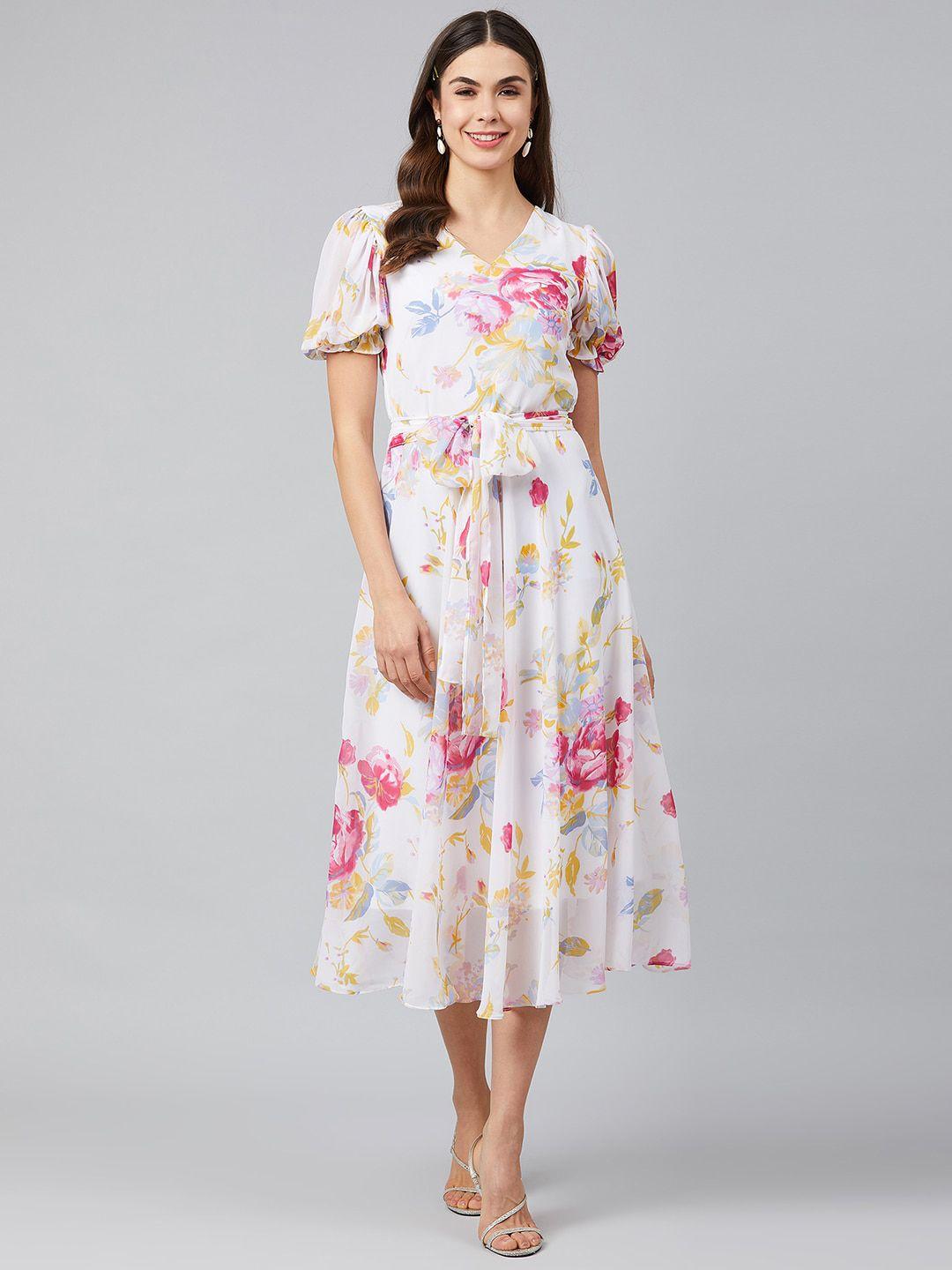 marie claire women multicoloured printed fit and flare dress