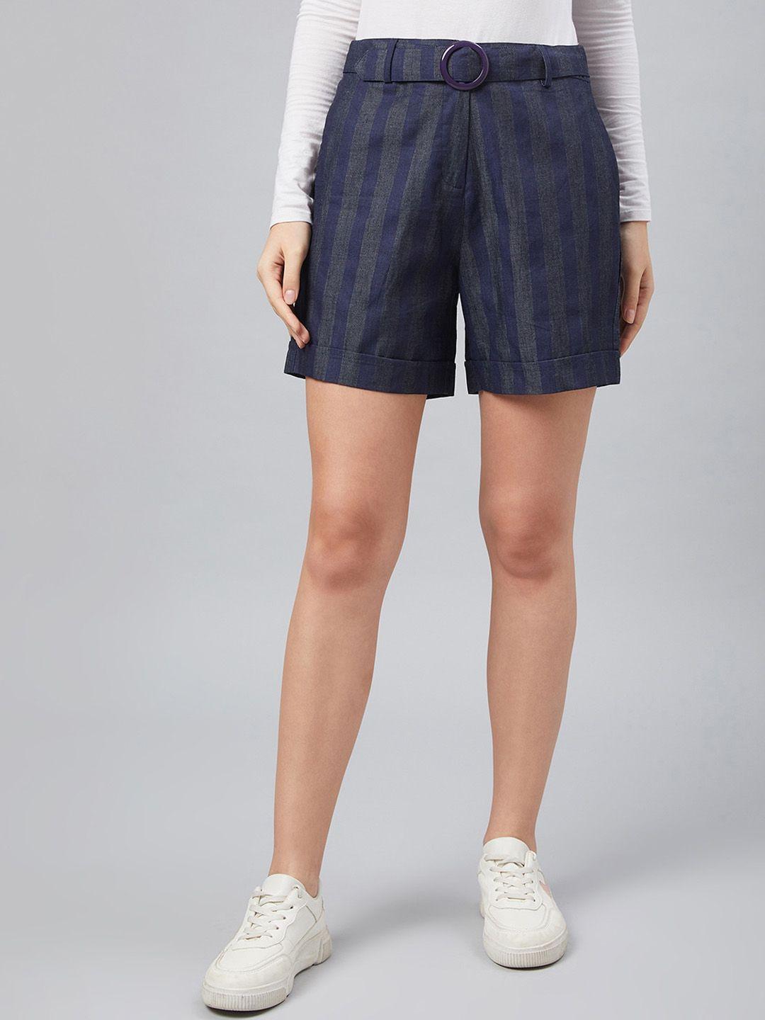 marie-claire-women-navy-blue-striped-regular-fit-shorts