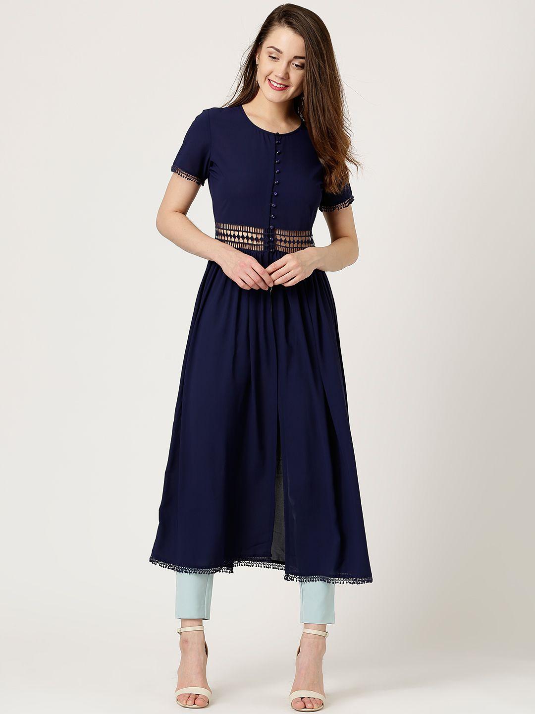 marie claire women navy solid maxi top