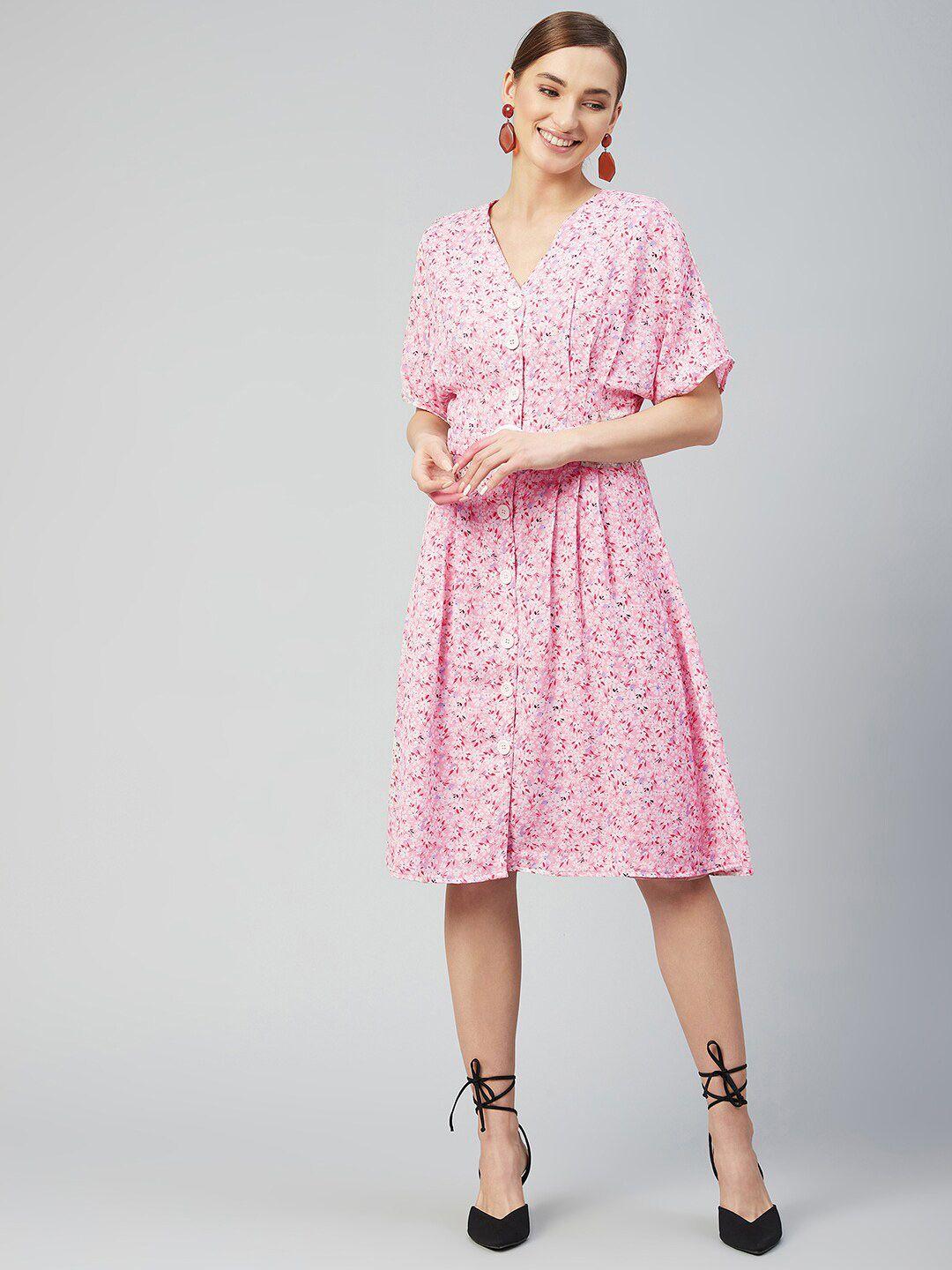marie claire women pink floral crepe dress