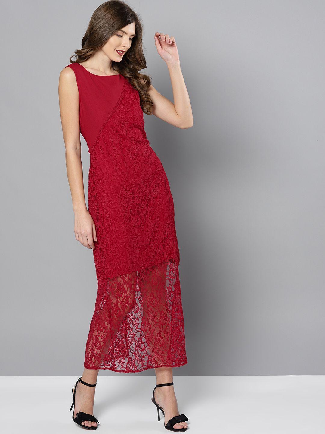 marie claire women red lace maxi dress