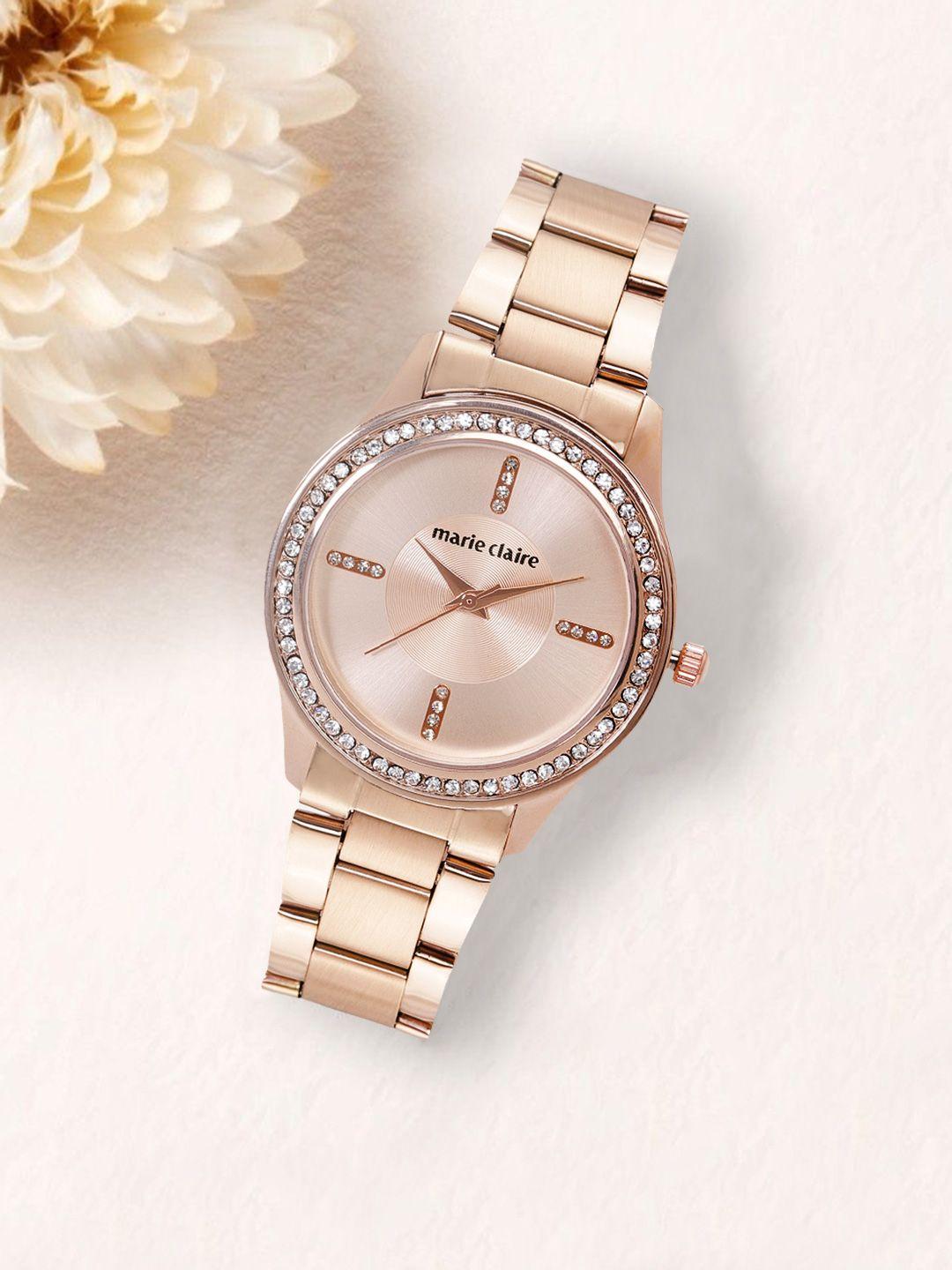 marie claire women rose gold-toned analogue watch mc 7a-a